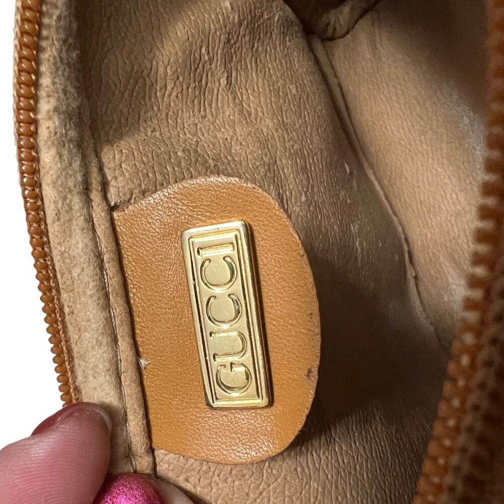 VIntage Gucci Tan Brown Monogram Make Up Bag Pouch Zip Top - Picture 9 of 10